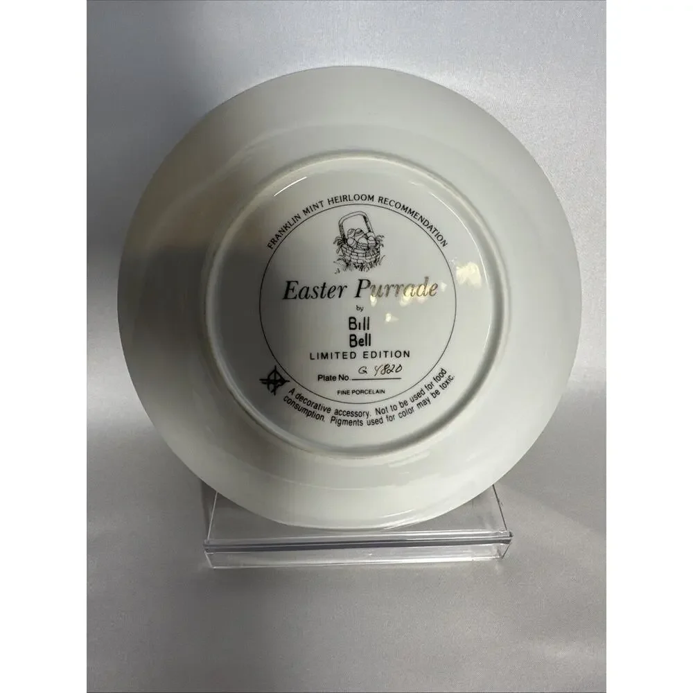 Franklin Mint Bill Bell 'Easter Purrade' Collectible Plate Holiday Bunny Cats EU